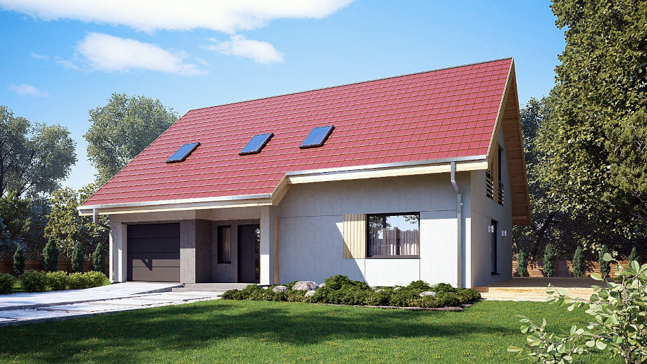 Budowa domu uA134v1 (odbicie lustrzane) z New-House