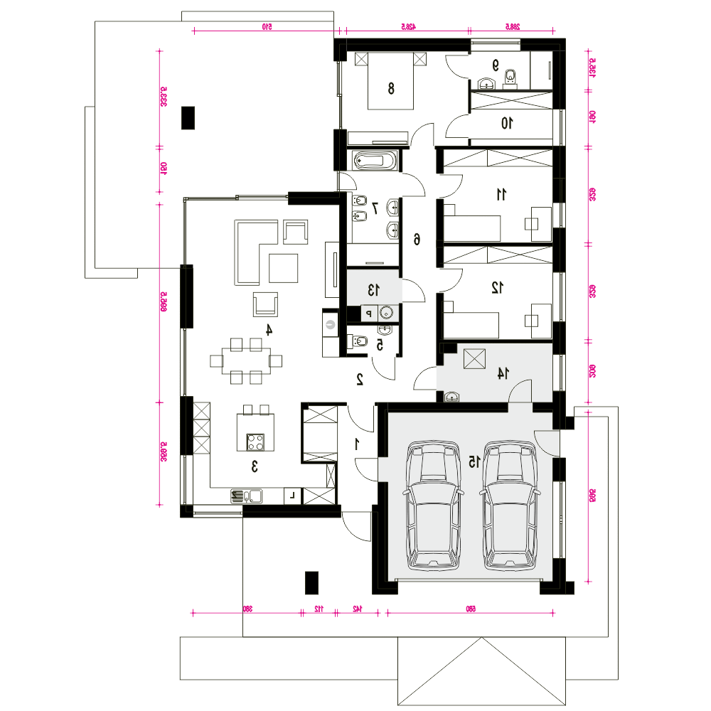 Bursztyn II z garażem 2-st. [A] (odbicie lustrzane) - miniatura 8