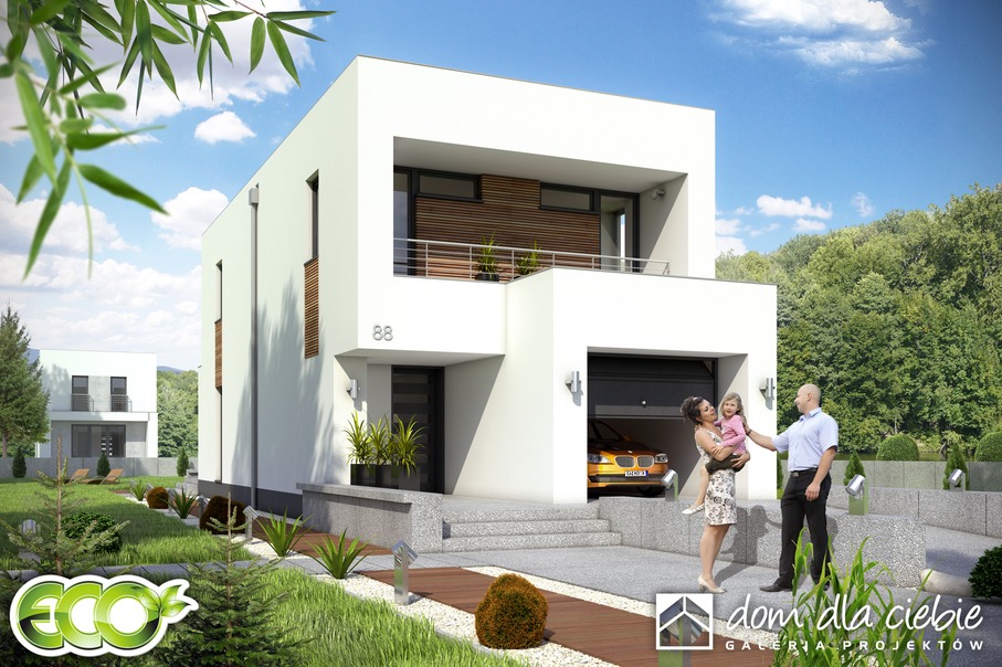budowa domu Eco 4 z garażem 1-st. [A] (odbicie lustrzane) - New-House
