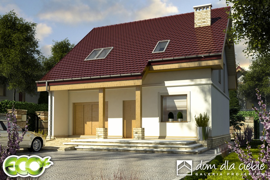 budowa domu Szczęśliwa II z garażem 1-st. [A] (odbicie lustrzane) - New-House