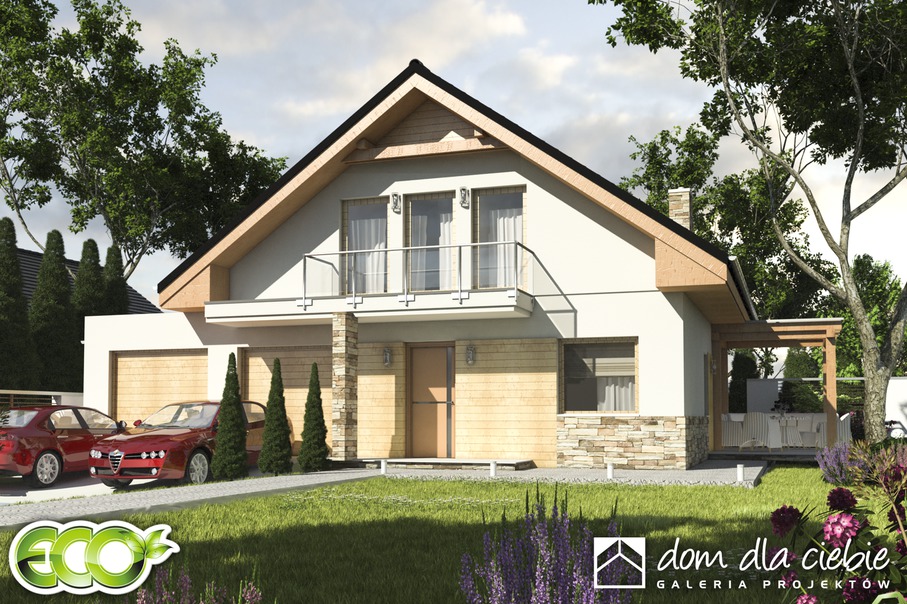 budowa domu Jarząbek z garażem 2-st. [A1] (odbicie lustrzane) - New-House