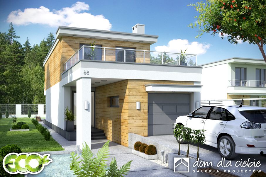 budowa domu Long II z garażem 1-st. [A] (odbicie lustrzane) - New-House
