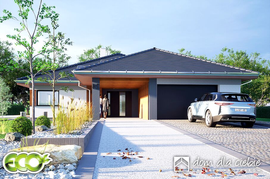 budowa domu Aura z garażem 1-st. [A] (odbicie lustrzane) - New-House
