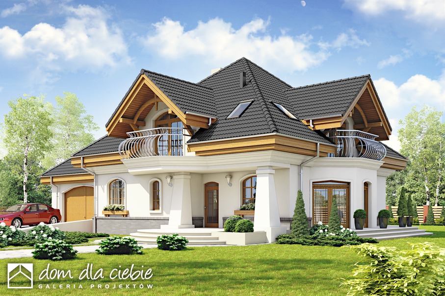budowa domu Dzierlatka III styl z garażem 2-st. [A] - New-House