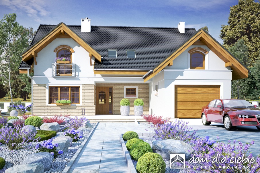 budowa domu Wega II z garażem 1-st. [A] (odbicie lustrzane) - New-House