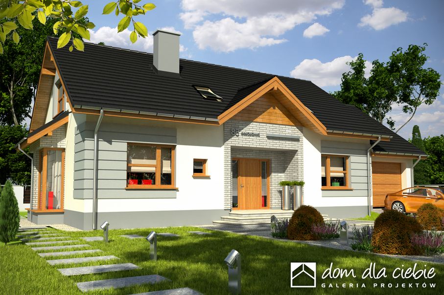 budowa domu Amelia V trend z garażem 1-st. [A] (odbicie lustrzane) - New-House