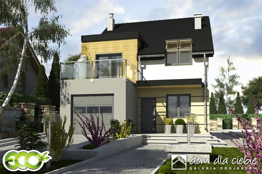 budowa domu Gwarek II z garażem 1-st. [A] (odbicie lustrzane) - New-House