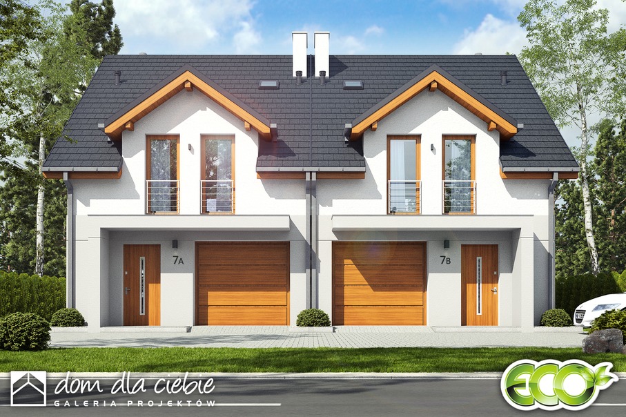 budowa domu Jukka z garażem 1-st. bliźniak [A1-BL] - New-House