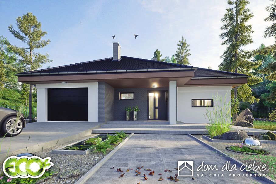 budowa domu Melisa III z garażem 1-st.[A] (odbicie lustrzane) - New-House