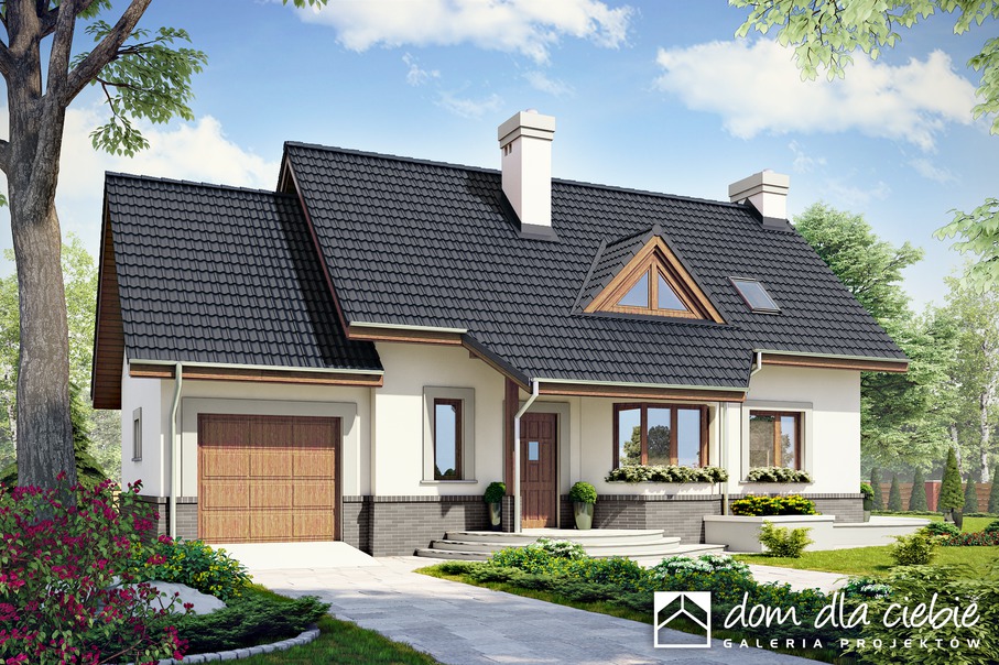 budowa domu Agatka II styl z garażem 1-st. [A] (odbicie lustrzane) - New-House
