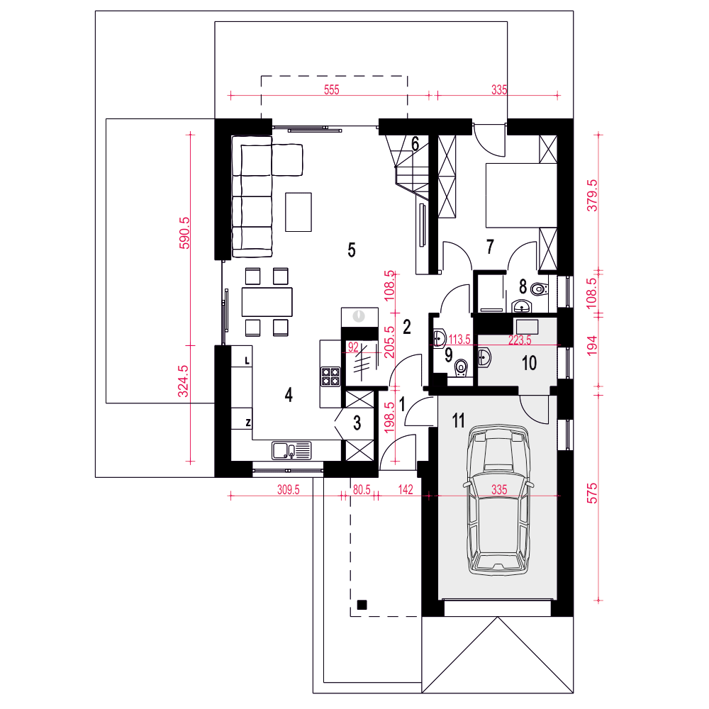 Nowalia z garażem 1-st. [A] - miniatura 9