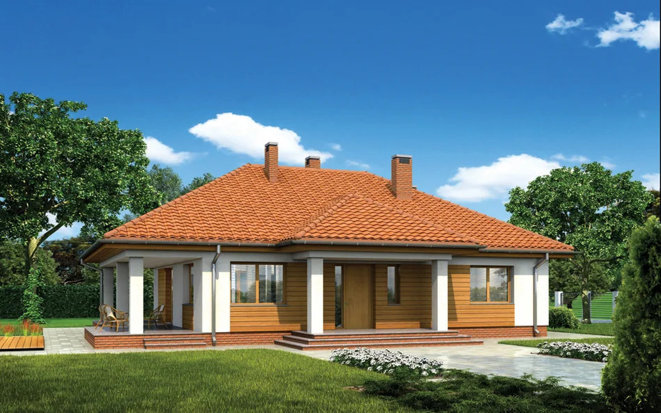 budowa domu Zachodni widok M163 (odbicie lustrzane)- New-House