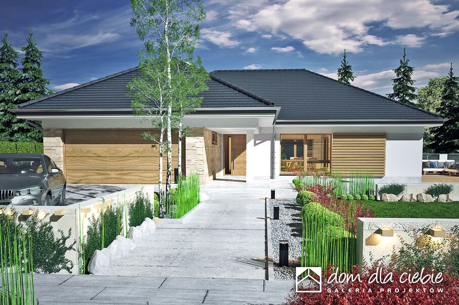 budowa domu Arnika II z garażem 2-st. [A] (odbicie lustrzane) - New-House
