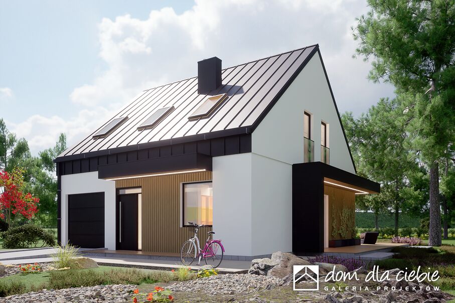 budowa domu Wawrzyn z garażem 1-st.[A] (odbicie lustrzane) - New-House