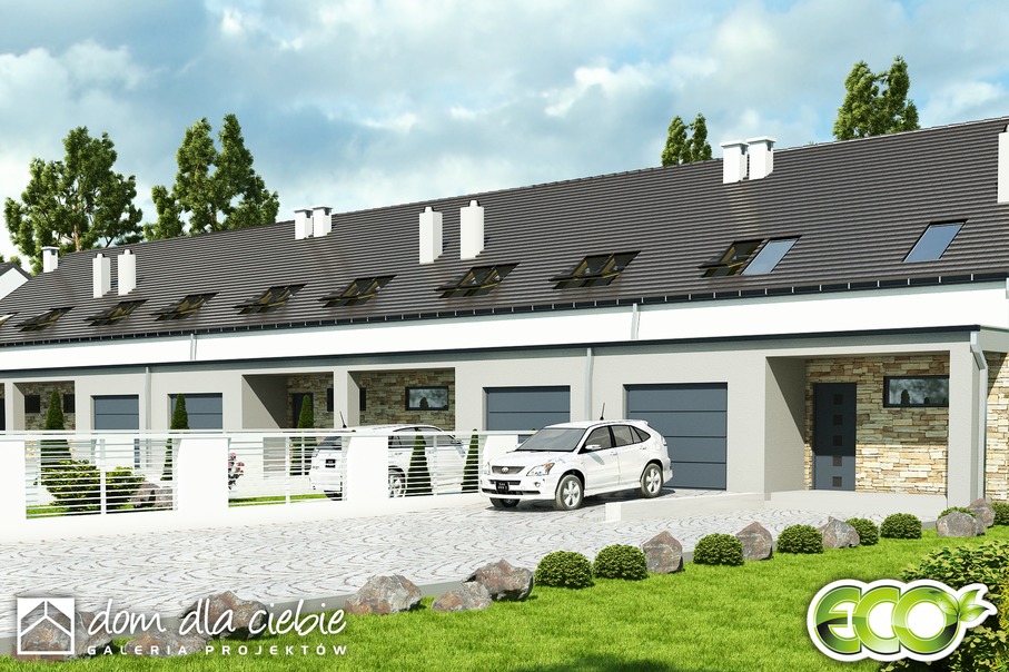 budowa domu Mazurek z garażem 1-st. szeregówka [A-SZ] - New-House