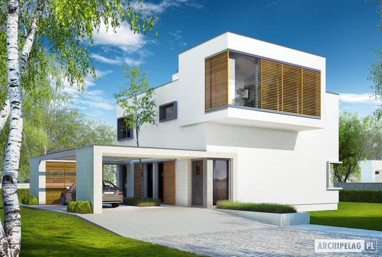 budowa domu EX 10 (z wiatą) soft (odbicie lustrzane) - New-House
