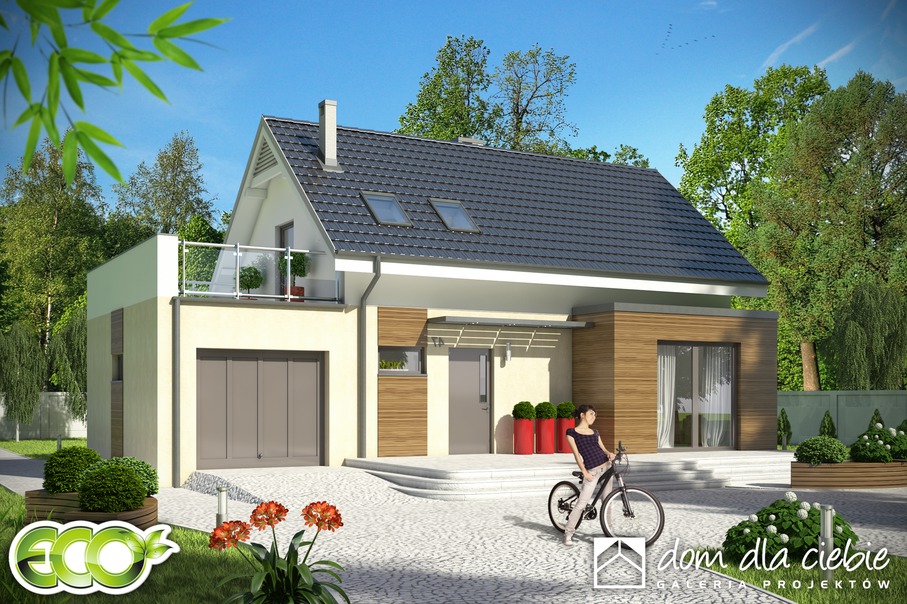 budowa domu Eco 1 z garażem 1-st. [A] (odbicie lustrzane) - New-House