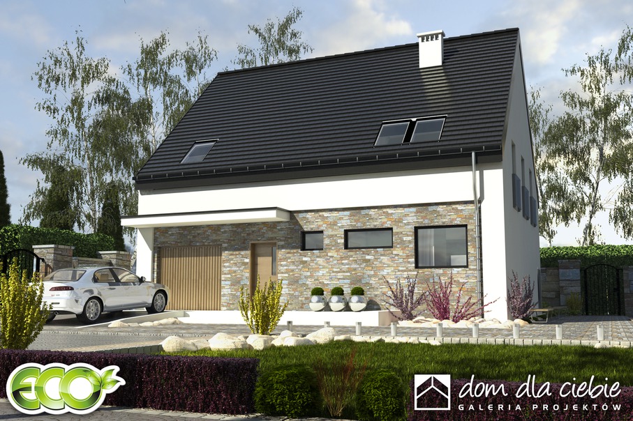 budowa domu Bernikla z garażem 1-st. [A] (odbicie lustrzane) - New-House