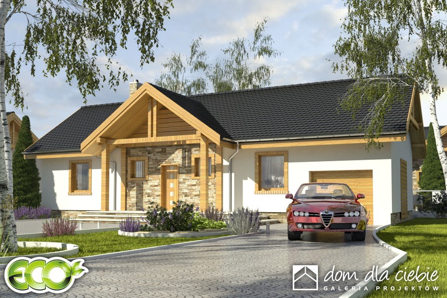 budowa domu Modraszka z garażem 1-st. [A] (odbicie lustrzane) - New-House