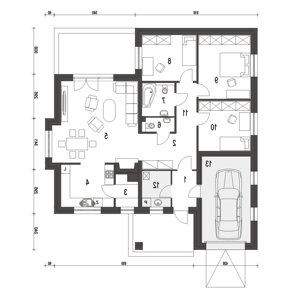 Radek III z garażem 1-st. [A] (odbicie lustrzane) - miniatura 8