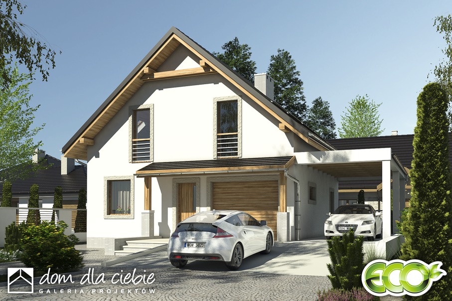 budowa domu Truskawka II z garażem i wiatą [A1] - New-House